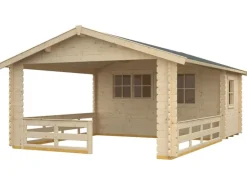 Skan Holz-Gartenhaus Alicante 3 Natur B x T 380 x 613 cm davon 363 cm Terrasse