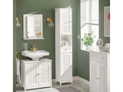 SoBuy Badezimmerschrank Hochschrank mit Schublade Badregal 32x170x30cm Weiß FRG236-W