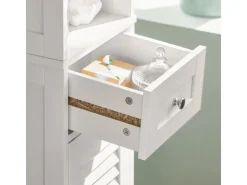 SoBuy Badezimmerschrank Hochschrank mit Schublade Badregal 32x170x30cm Weiß FRG236-W