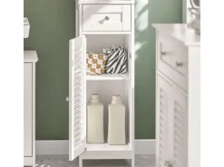 SoBuy Badezimmerschrank Hochschrank mit Schublade Badregal 32x170x30cm Weiß FRG236-W