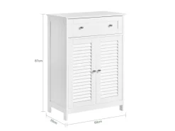 SoBuy Badezimmerschrank Sideboard mit Schublade und Lamellentüren 60x87x35cm Weiß FRG238-W