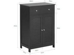 SoBuy Badkommode mit einer Schublade und Türen Badezimmer MDF Grau FRG238-DG