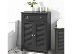 SoBuy Badkommode mit einer Schublade und Türen Badezimmer MDF Grau FRG238-DG
