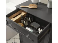 SoBuy Badkommode mit einer Schublade und Türen Badezimmer MDF Grau FRG238-DG