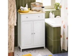 SoBuy Badkommode mit Schublade Badezimmerschrank Sideboard Flurschrank FRG238-WN