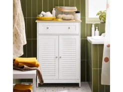 SoBuy Badkommode mit Schublade Badezimmerschrank Sideboard Flurschrank FRG238-WN