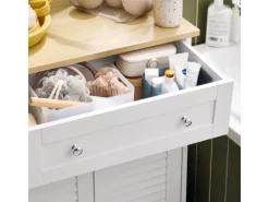 SoBuy Badkommode mit Schublade Badezimmerschrank Sideboard Flurschrank FRG238-WN
