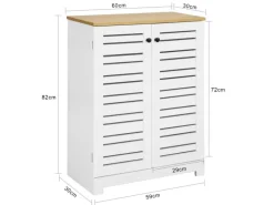 SoBuy Badschrank mit Lamellentüren Kommode Badezimmerschrank Weiß-Natur BZR41-W