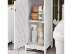 SoBuy Hochschrank mit 1 Offenem Fach Badschrank Weißnatur FRG236-WN