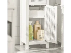 SoBuy Hochschrank mit 3 offenem Fächern und 1 Schublade MDF Weiß BZR36-W