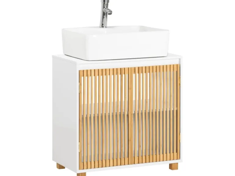 SoBuy Waschbeckenunterschrank Waschtisch Badezimmerschrank Unterschrank BZR125-W