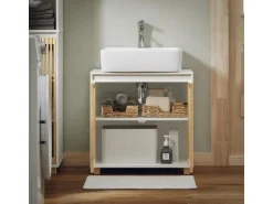 SoBuy Waschbeckenunterschrank Waschtisch Badezimmerschrank Unterschrank BZR125-W