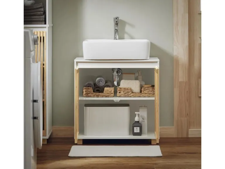 SoBuy Waschbeckenunterschrank Waschtisch Badezimmerschrank Unterschrank BZR125-W