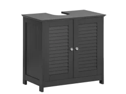 SoBuy Waschbeckenunterschrank Badschrank mit 2 Lamellentüren MDF 60x58x35cm Grau FRG237-DG