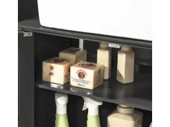 SoBuy Waschbeckenunterschrank Badschrank mit 2 Lamellentüren MDF 60x58x35cm Grau FRG237-DG