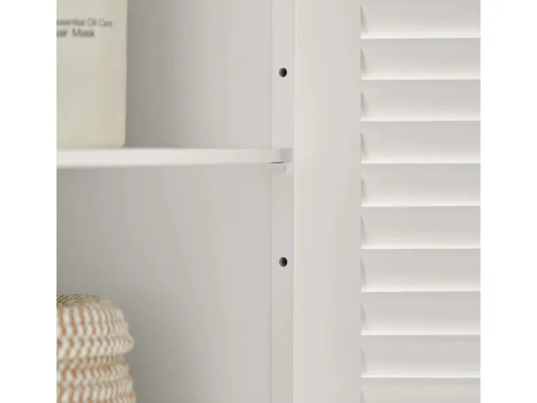 SoBuy Waschbeckenunterschrank Badschrank mit 2 Lamellentüren MDF 60x58x35cm Weiß FRG237-W