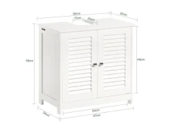 SoBuy Waschbeckenunterschrank Badschrank mit 2 Lamellentüren MDF 60x58x35cm Weiß FRG237-W