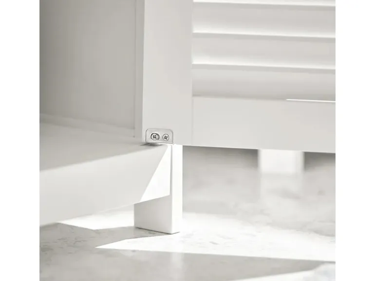 SoBuy Waschbeckenunterschrank Badschrank mit 2 Lamellentüren MDF 60x58x35cm Weiß FRG237-W