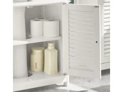 SoBuy Waschbeckenunterschrank Badschrank mit 2 Lamellentüren 60x58x35cm Weiß FRG237-II-W