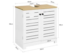 SoBuy Waschbeckenunterschrank mit Lamellentüren MDF Weiß 60 cm BZR40-W