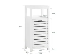 SoBuy Wäscheschrank mit ausklappbarem Wäschesacken MDF Weiß BZR67-W