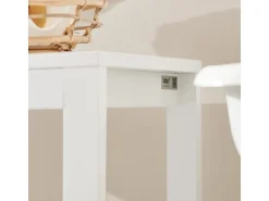 SoBuy Wäscheschrank mit ausklappbarem Wäschesacken MDF Weiß BZR67-W