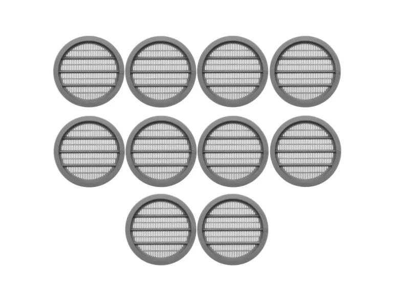 SOTECH 10 Stück Lüftungsrosette Ø65 mm aus Kunststoff Zum Einlassen Silbergrau