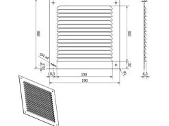 SOTECH Aluminium-Lüftungsgitter 190 x 190 mm Edelstahloptik Aufschraubbar mit Insektenschutz