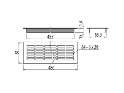 SOTECH Lüftungsgitter Lochblech 480 x 81 mm Edelstahloptik