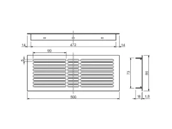 SOTECH Lüftungsgitter Schlitzlochung Aluminium 500 x 86 mm Eloxiert EV1