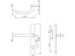 Splendoor Haustürdrücker Langschild Aluminium Natur F1 PZ 92 mm