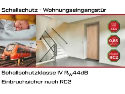 Splendoor Wohnungseingangstür BARI ACOUSTIC 44dB RC2 Rechts Nussbaum nach Maß