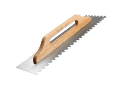 STAHLWERK Zweihand-Glättekelle 140 x 500 mm mit 10 mm Rechteckverzahnung