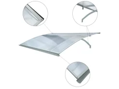 STARKEDACH Aluminiumrahmen Vordach Gebogen L-160 RAL 7035 Mit Polycarbonatbeschichtung