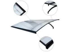 STARKEDACH Aluminiumrahmen Vordach Gebogen L-160 RAL 7016 Mit Polycarbonatbeschichtung