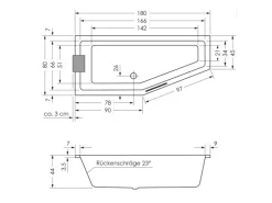Steinkamp Raumsparbadewanne 180 x 80 cm Life Ausführung Rechts Weiß Matt