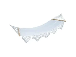 Svita Luxushängematte Mit Schmucksaum Boho Holzrahmen Macramé Baumwolle Beige