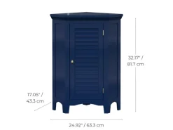 Teamson Home Eckschrank Freistehend Navy Glancy Lamellentür