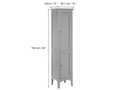 Teamson Home Glancy Freistehender Wäscheturm mit Zwei Louvered Türen Grau