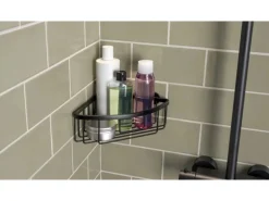Tesa Aluxx Eckduschkorb Schwarz Matt inkl. Klebelösung