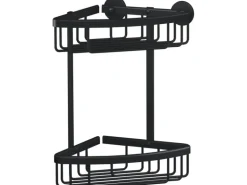 Tesa Aluxx Eckduschkorb zweistöckig Schwarz Matt inkl. Klebelösung