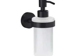 Tesa Moon Black Seifenspender Schwarz Matt Satiniertes Glas inkl. Klebelösung