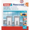 Tesa Selbstklebehaken Metall-Weiß rechteckig 2 Stück mit 4 x Powerstrips Small