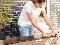 tesa® teleskopierbare Alu-Lamellentür Anthrazit