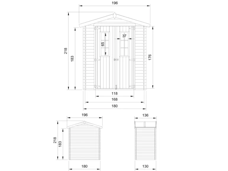 Timbela Holz-Gartenhaus M367C Beige Braun 1,98 m² FSC®
