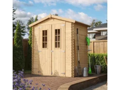 Timbela Holz-Gartenhaus M367C+M367G mit Boden Beige Braun 1,98 m² FSC®