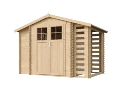 Timbela Holz-Gartenhaus M389F+M389G mit Boden Beige Braun 5,47 m² FSC®