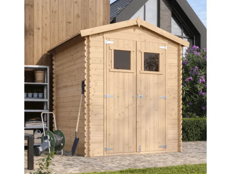 Timbela Holz-Gartenhaus M320+M320G Beige Braun 2,82 m² mit Boden FSC®