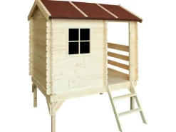 Timbela Kinderspielhaus Holz M501B 1,1 m² auf Stelzen mit Leiter und Holzfenster