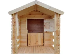 Timbela Kinderspielhaus Holz M501A 1,1 m² mit Boden Holzfenster mit Plexiglas